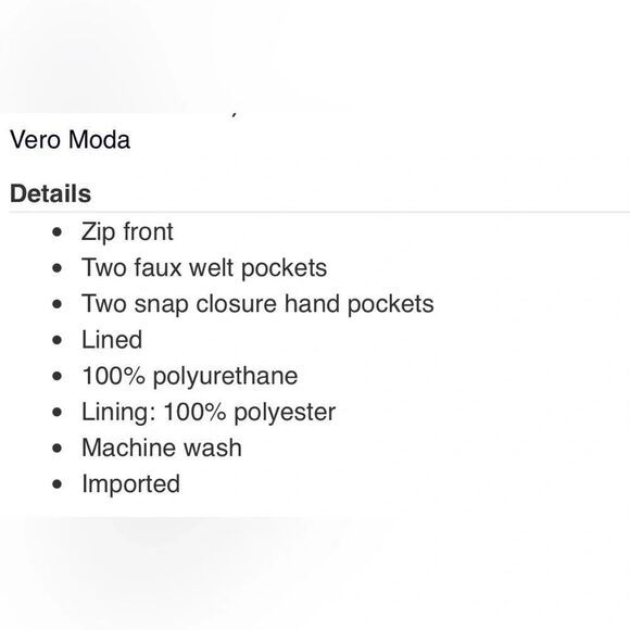 NWT Vero‎ Moda Taupe Faux Leather Jacket - Picture 4 of 8